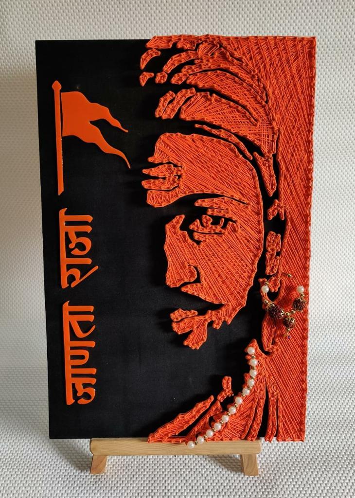 Royal Threads: Personalized Orange String Art of Hindu Maharaja