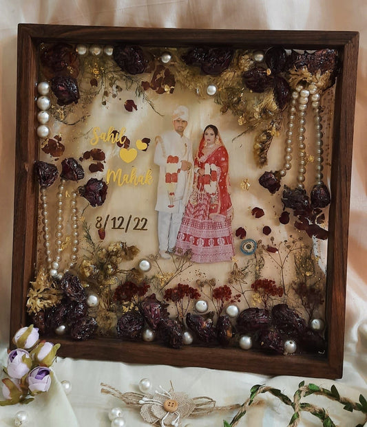 Treasured Vows: Wooden Frame Varmala Preservation Commemorating Love