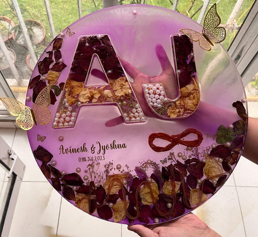 Personalized Affection: Varmala Resin Initial Frame