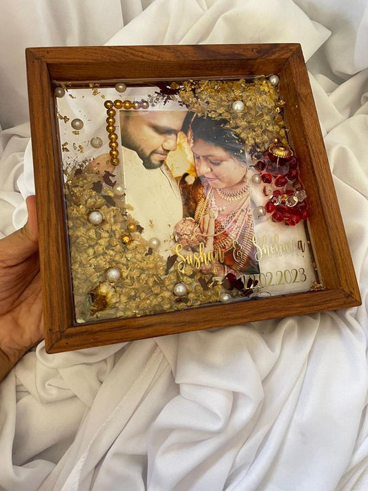 Joyful Jaimala: Funky Preservation in Wooden Frame, Celebrating Love and Laughter