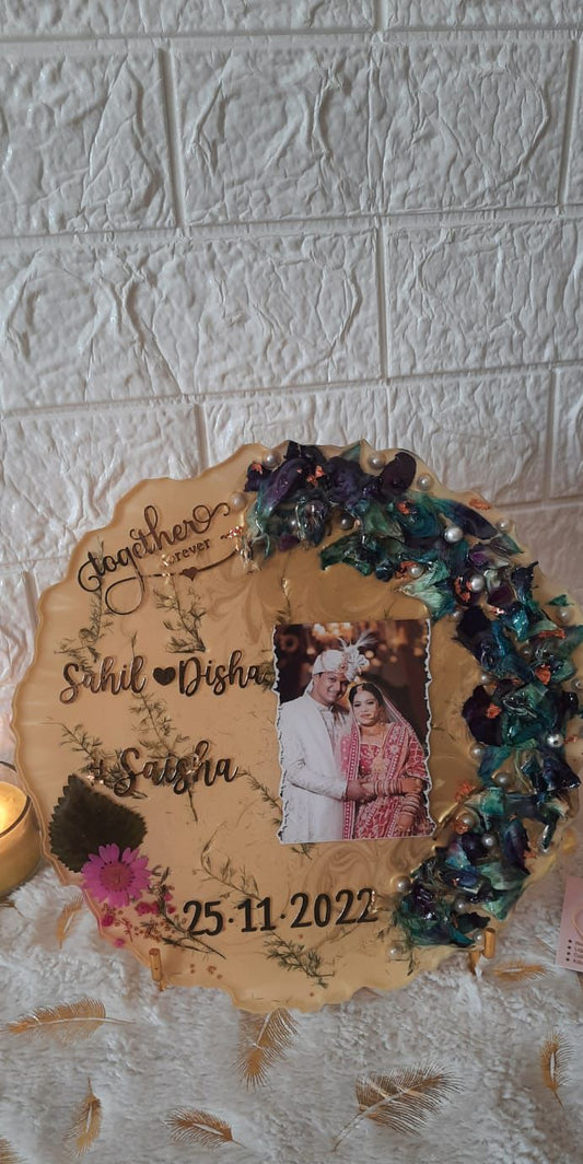 Resin Flowers Preserved Couple Photo Frame