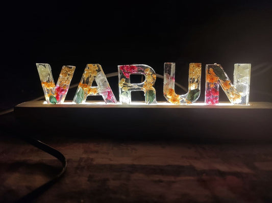 Glow & Name: Illuminated Resin Name Lamp with LED Stand