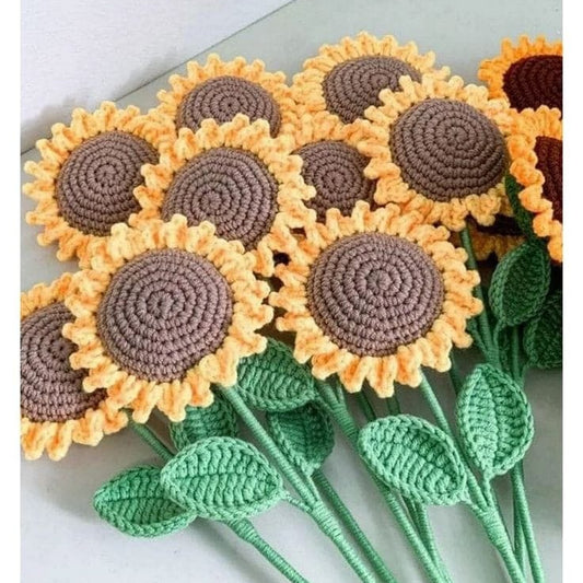 Blossoming Elegance Artistry of Handcrafted Crocheted Sunflowers flower crochet