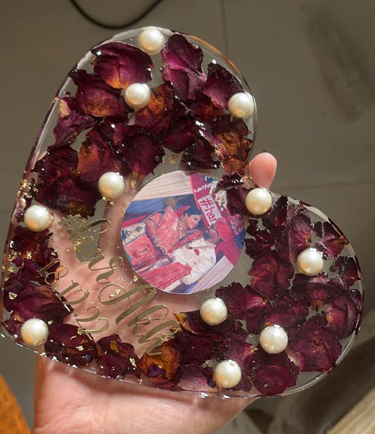 Love's Eternal Bloom: Heart-Shaped Rose Memory Frame