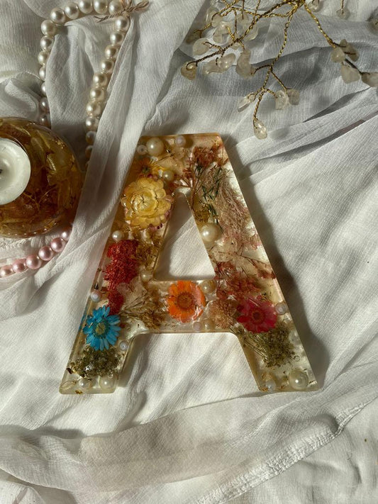 Nature's Initial: Resin Dried Flowers Preserved Large Letter A