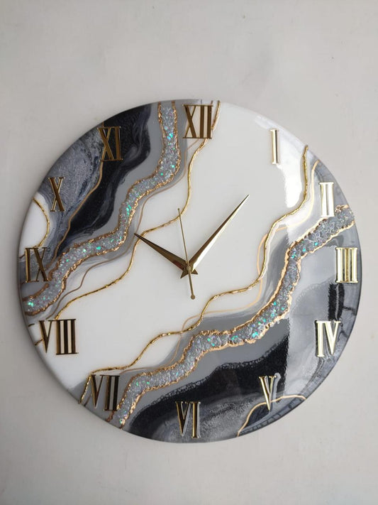 Abstract Geode Resin Clock