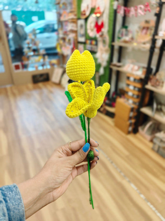 Golden Bloom Crochet Tulip