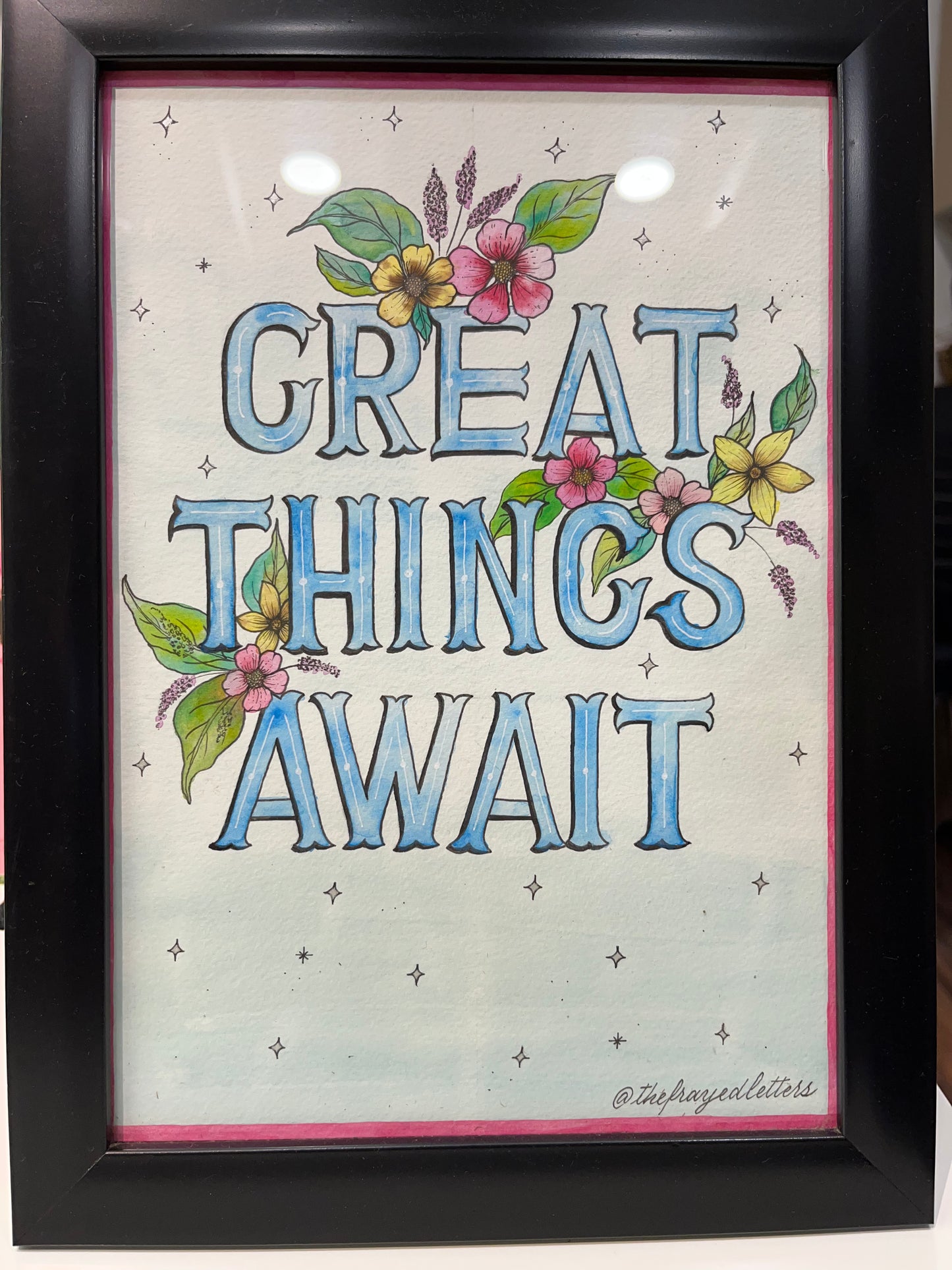 Adventure Awaits calligraphy photo frame