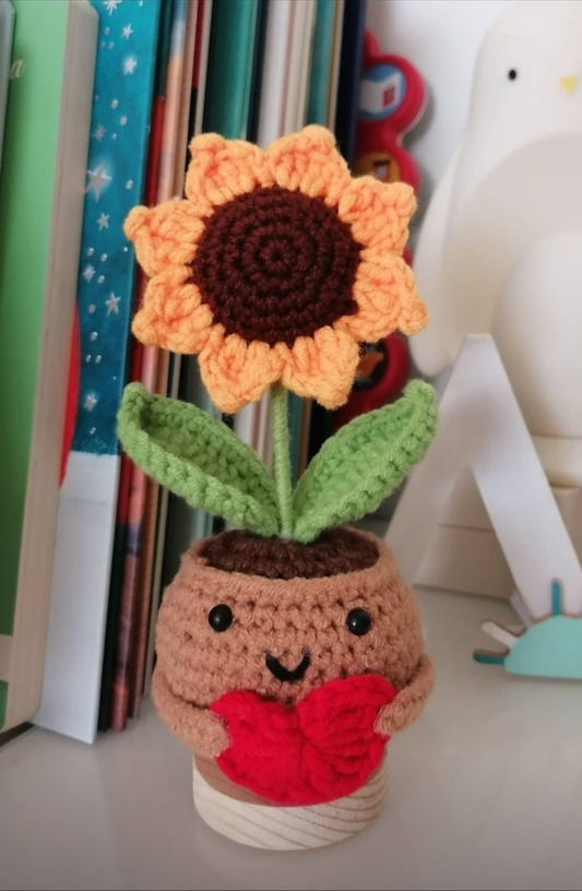 Artificial Smiley Sunflower Pot