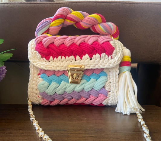 Crochet Handmade Sling Bag in multicolour