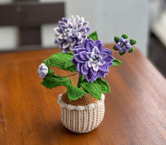 Lavender Charm - Crochet Purple Pot