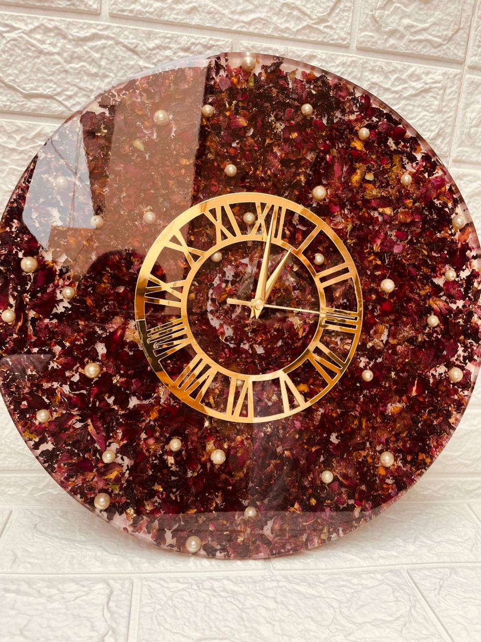 Blossom flower  preservation Time Resin Clock