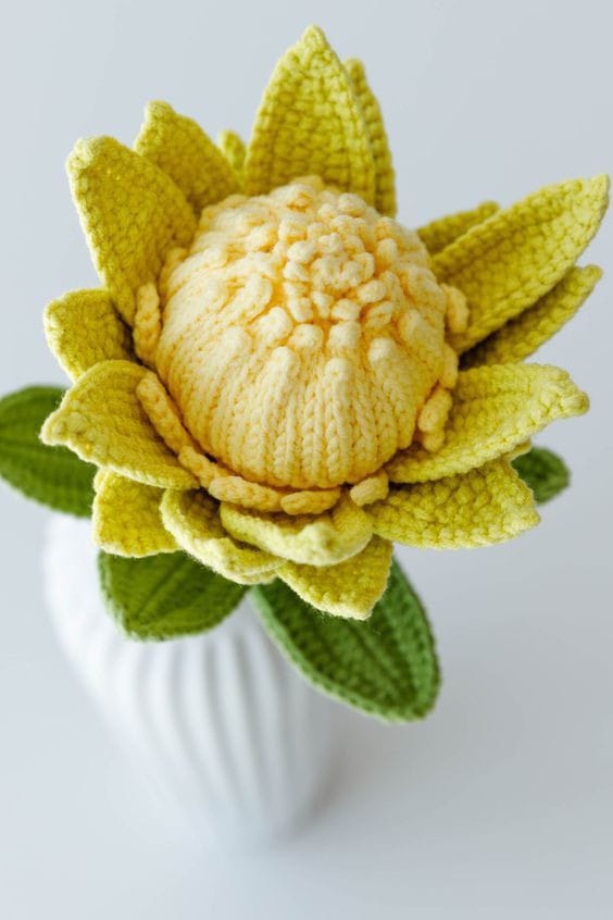 Golden Bloom  Yellow Crochet Flower