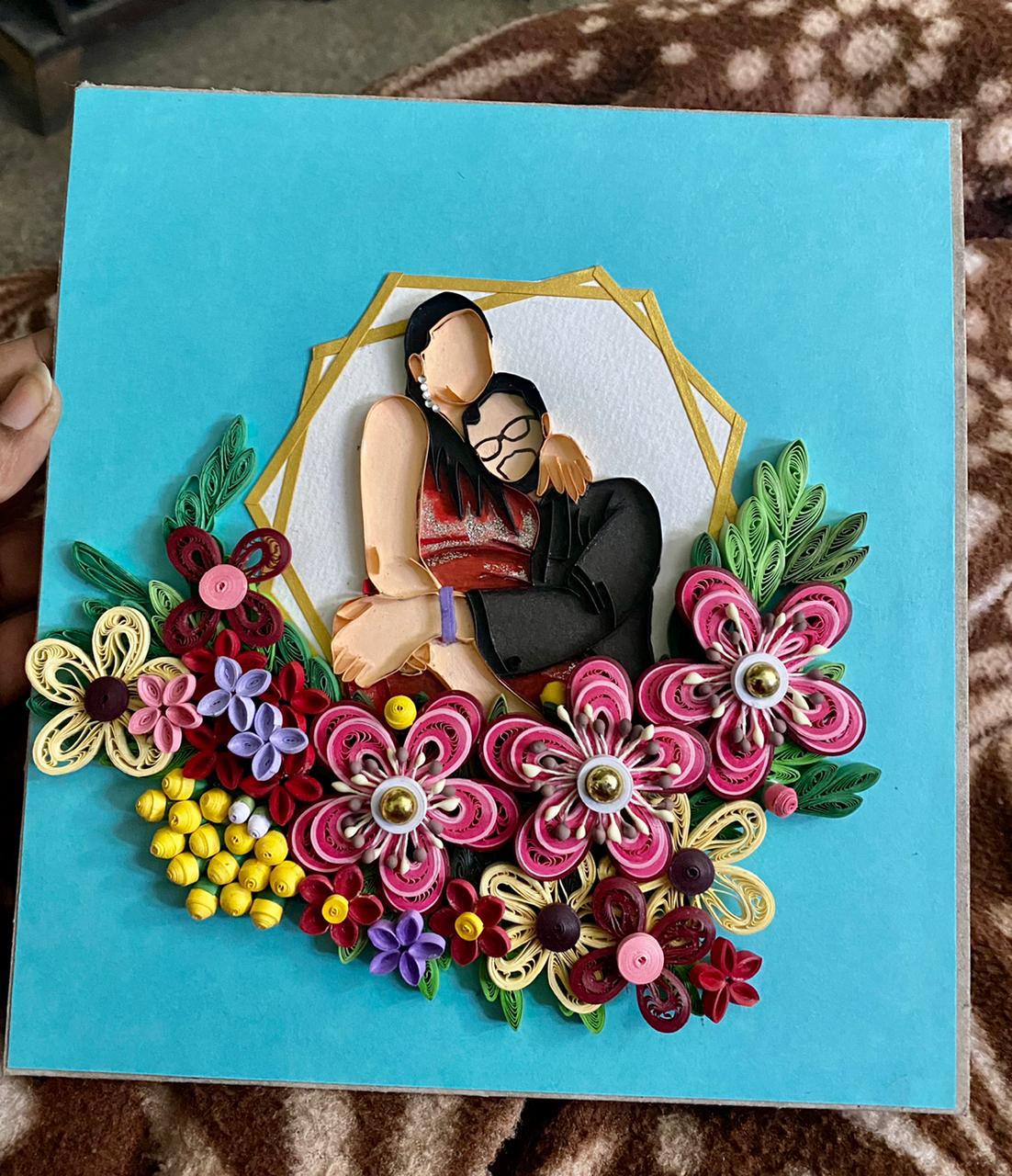 Handmade Whimsical Quilling Art Frame