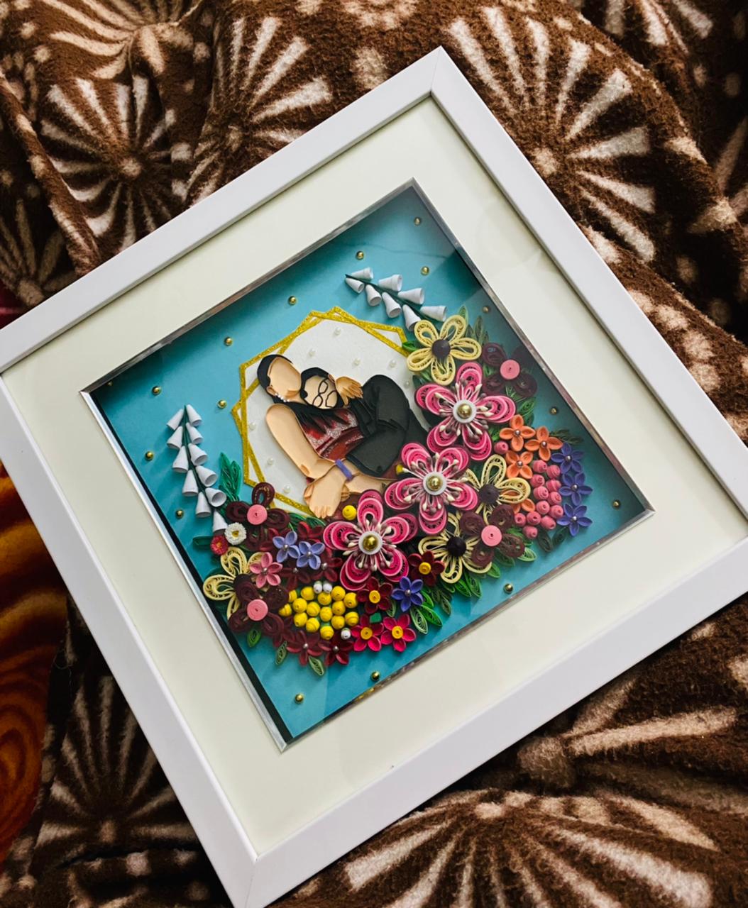 Handmade Whimsical Quilling Art Frame