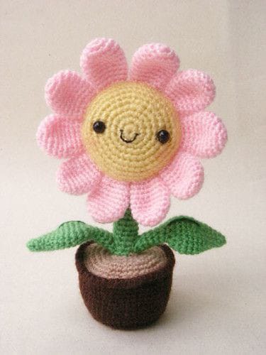 Pink SunnyBloom Sunflower flower crochet