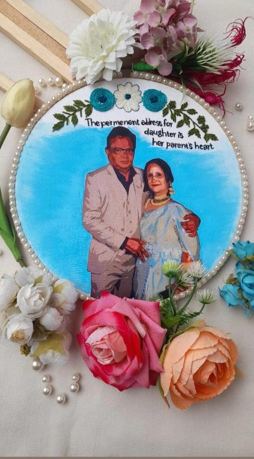 Hand-Painted and Embroidered Couple Hoop Art for Home Decor – Artsty