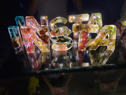Radiant Petals: Funky LED Epoxy Resin Floral Name Display