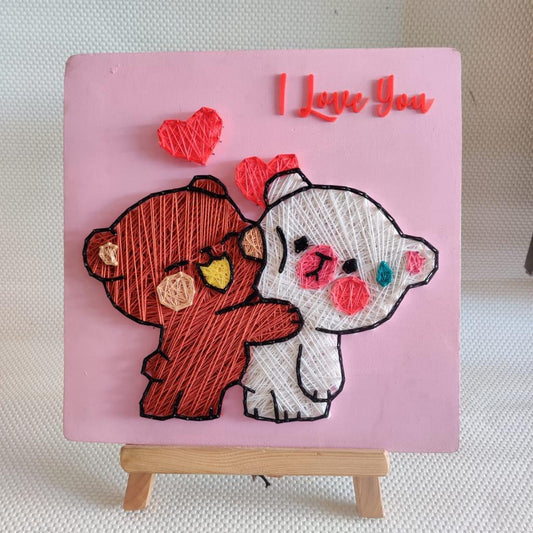 Cuddly Creations Couple Teddy Bear String Art Table Decor