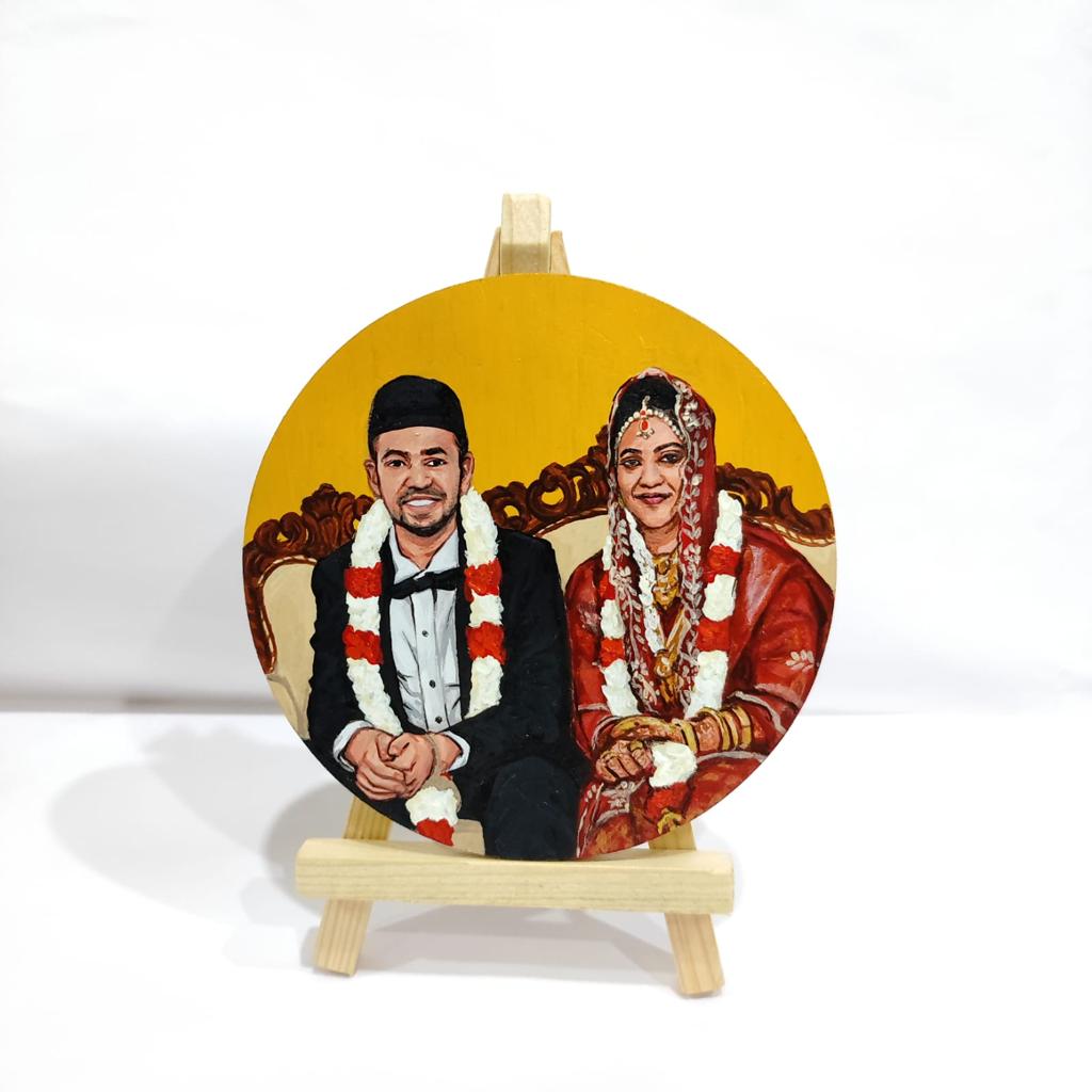 Loving Strokes: Hand-Painted Couple Art on a 4/6-Inch MDF Base